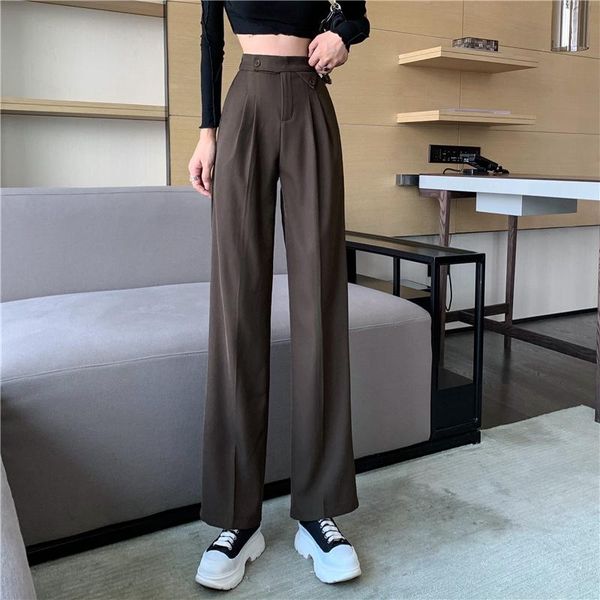 

women's suits & blazers high waist hanging feeling minority pants spring and autumn winter small leisure straight, White;black