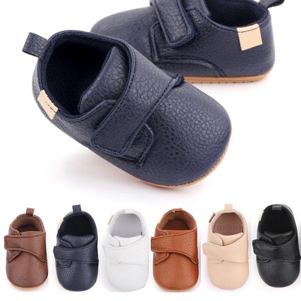 

first walkers baby shoes girl boy pu leather rubber sole non-slip hook loop infant toddler fashion moccasins boots 0-18m