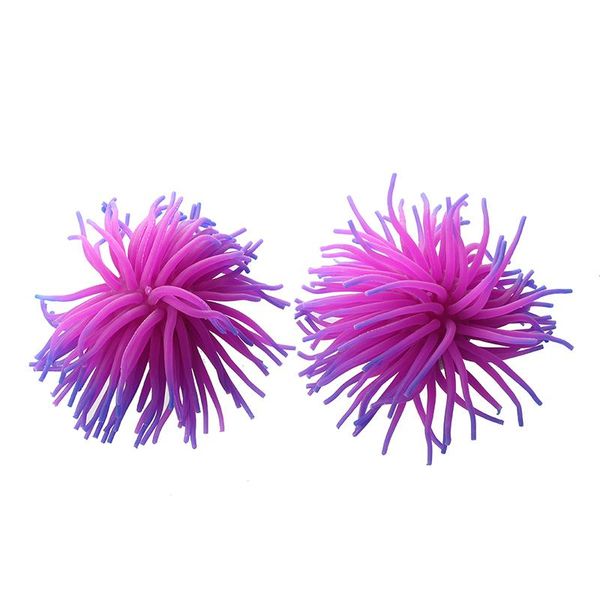 

aquariums 2 x silicone aquarium fish tank coral ornament decoration--purple