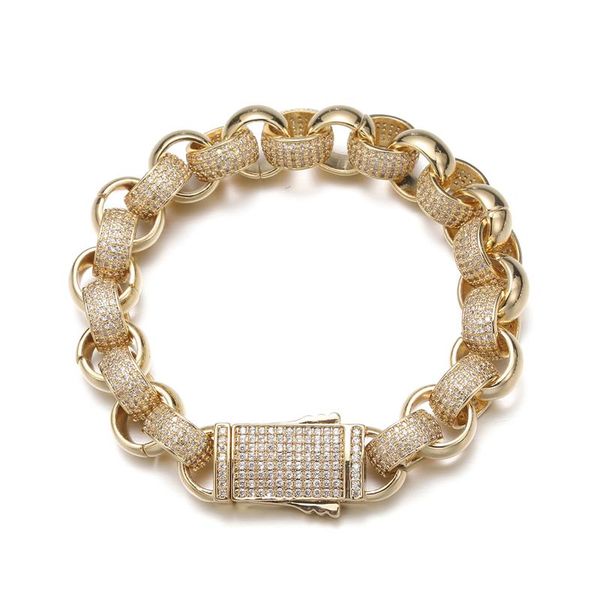 

link, chain drip hip hop 12mm heavy bead round cuban baguette bracelet necklaces iced out trendy white gold plated jewelry, Black