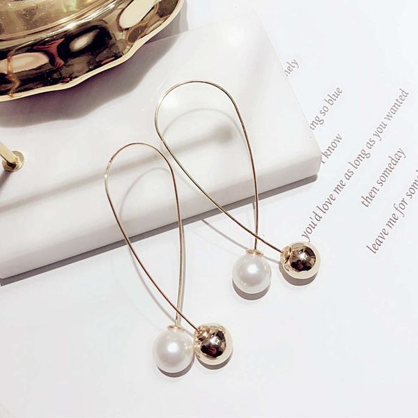 

temperament cross pearl earrings luxury pearl long simple