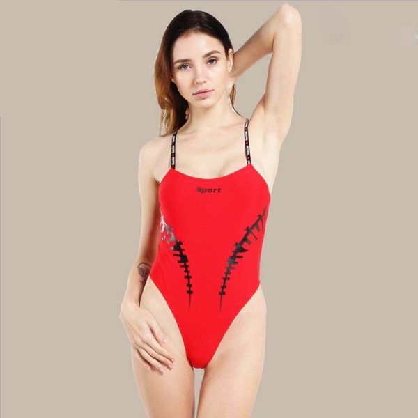 

one-piece suits women one piece swimsuit letter print bikini thong backless bathing suis swimwear monokini fashion