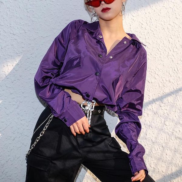 

women's hoodies & sweatshirts xuxi streetwear fashion loose coat thin short autumn 2021 women long sleeve purple bundle waist single-br, Black