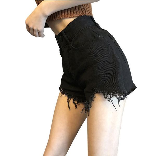 

women's black denim shorts 2021 spring and autumn new big size fat fashion students' versatile slim pants, White;black