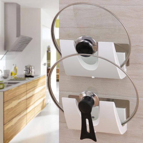 

hooks & rails plastic pan pot lid rack cutting board drain storage holder wall-mounte hanging shelf kitchen organizer houseware
