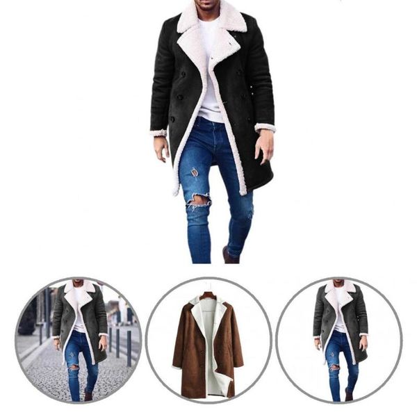 

men's wool & blends men coat fashionable thicken loose thermal jacket for daily wear winter, Black