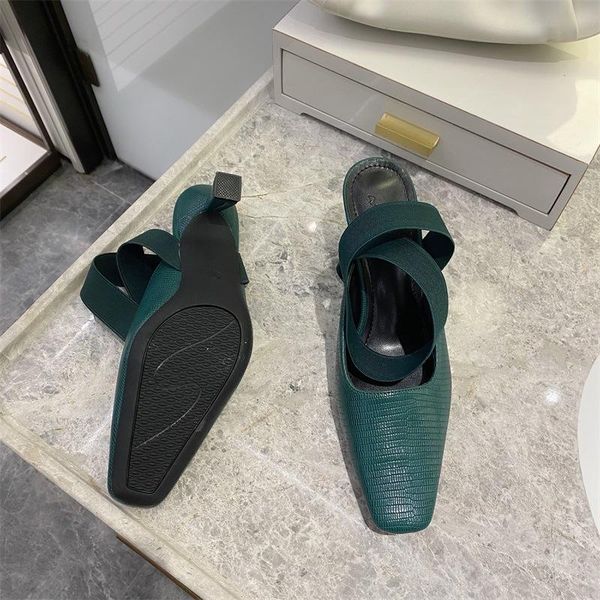 

high heel mules shoes women fashion half slippers summer 2021 spring female black casual