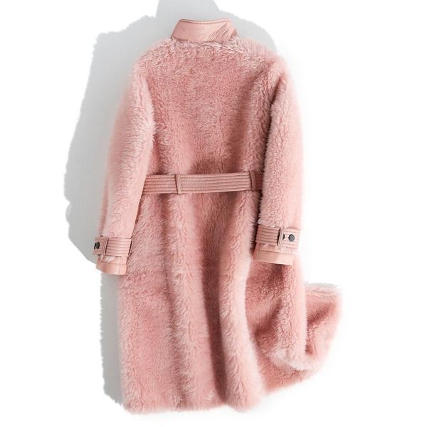 

women's fur & faux 2021 real coat thick lamb wool jacket long sheep shearling female jackets winter coats for women f24145 s, Black