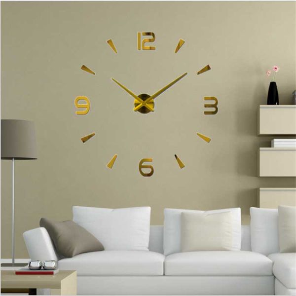 

wall clocks clock watch 3d diy mirror stickers living room europe style home decoration hanging drop
