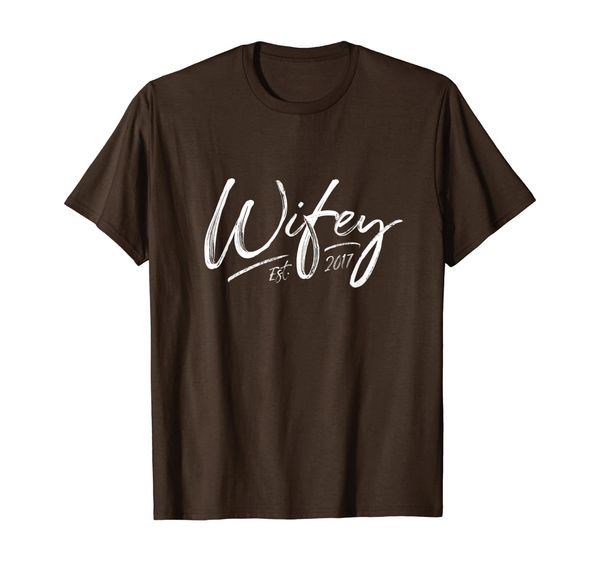 

wifey est 2017 2nd year anniversary couple gift t-shirt, White;black