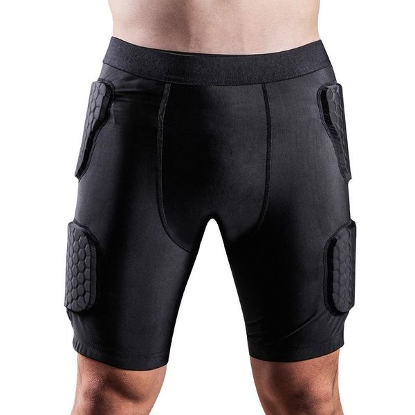 

padded compression shorts hip and thigh protector football paintball basketball ice skating soccer hockey anti-collision arm & leg war, Black