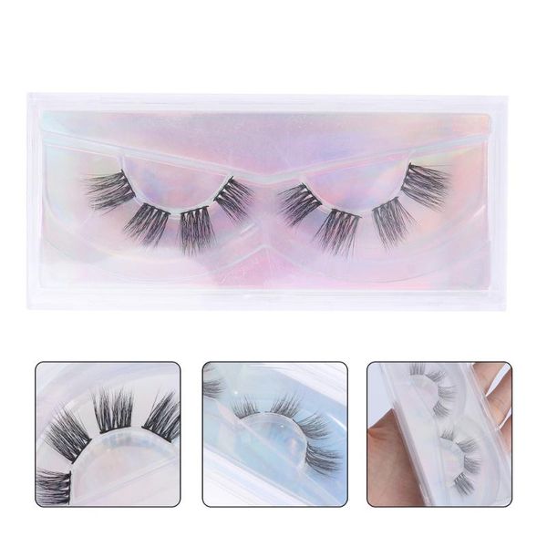 

pair artificial eyelashes segmented false makeup tool (black)