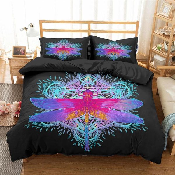 

dragonfly mandala bedding set insect print duvet cover bohemia bedclothes colorful comforter sets