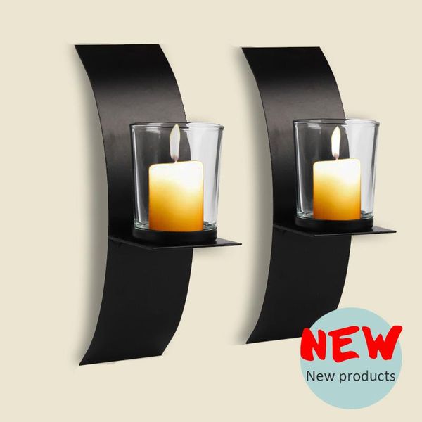 

candle holders 2pcs wedding arch modern candlestick easy install birthday gift spa with glass cup holder wall sconce iron art black