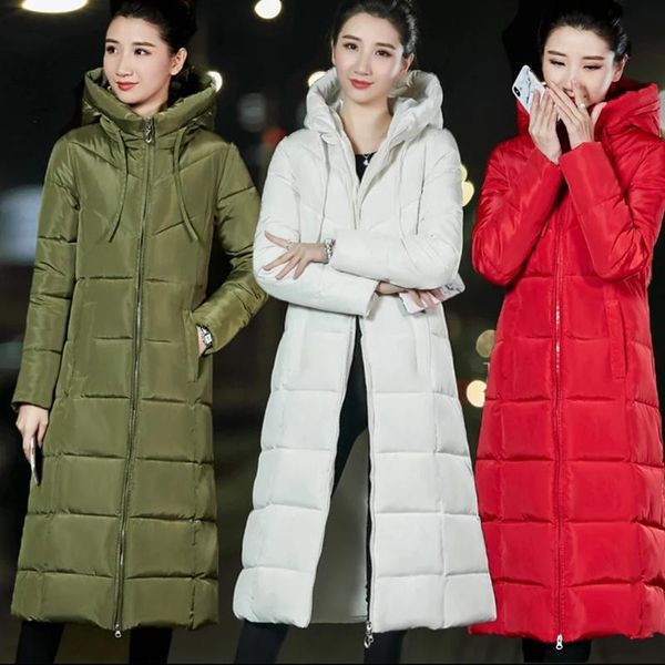

women's trench coats -6xl korean style women plus size fashion cotton down jacket hoodie long parkas warm thick jackets female winter, Tan;black