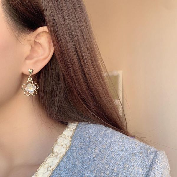 

dangle & chandelier trendy exquisite shell petals peandant drop earrings accessories korean fashion for women elegant party jewelry, Silver