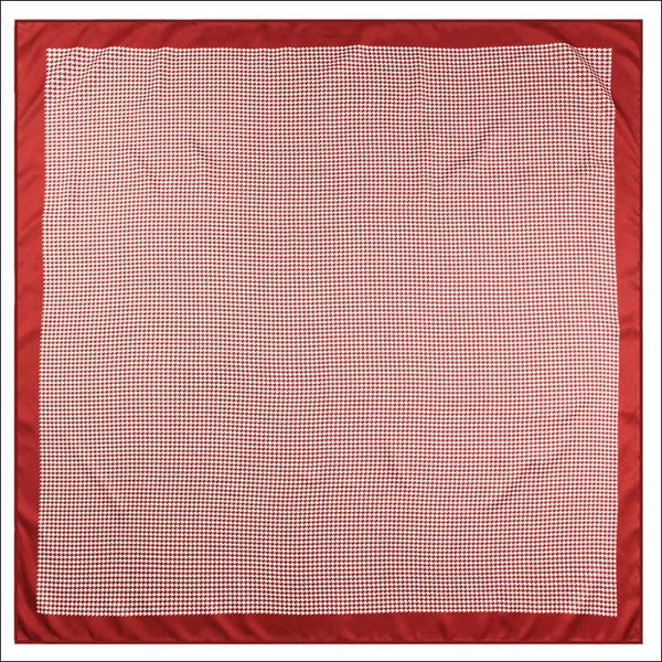 

scarves houndstooth print 90*90cm square silk twill scarf hand rolled edges manual, Blue;gray