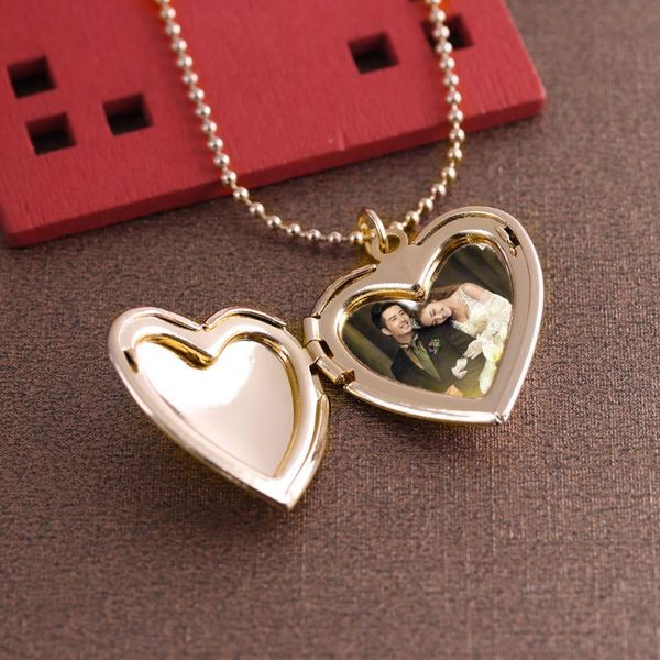 

pendant necklaces 1pc heart shaped friend po picture frame locket for necklace jewelry couple valentine's day gift romantic, Silver