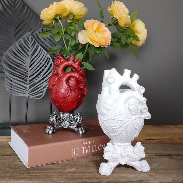 

vases resin vase home decor nordic decoration room heart-shaped sculpture statue flower pot deskcrafts ornaments