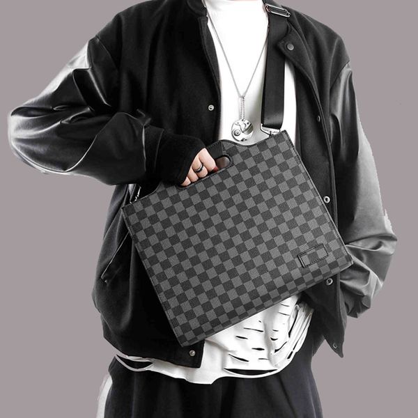 

lattice tide brand large capacity handbag men's korean version business document envelope fashion messenger