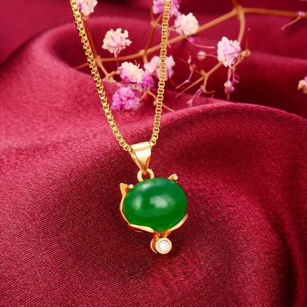 

natural hetian jade fox pendant necklace 925 silver fashion jewelry chalcedony amulet gifts for women