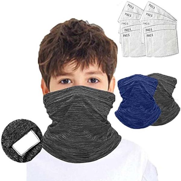 

scarves seamless outdoor scarf children rave bandana neck gaiter face breathable headband hiking mask+filters, Blue;gray