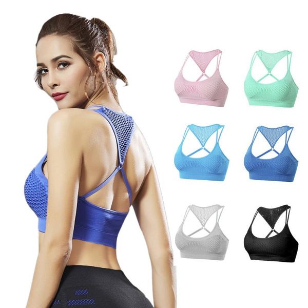 

gym clothing 6 colors mesh women sports bra for sportswear, White;black