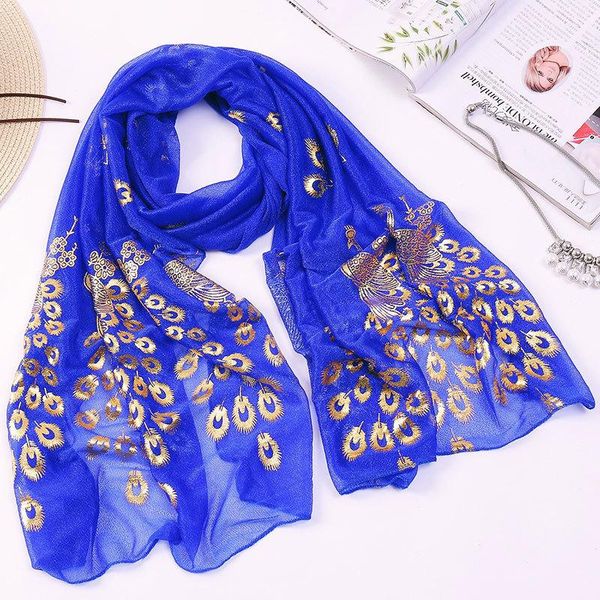 

bandanas fashion ladies chiffon peacock print long scarf large wraps shawl scarves soft women shawls female high color quality luxury, Blue;gray