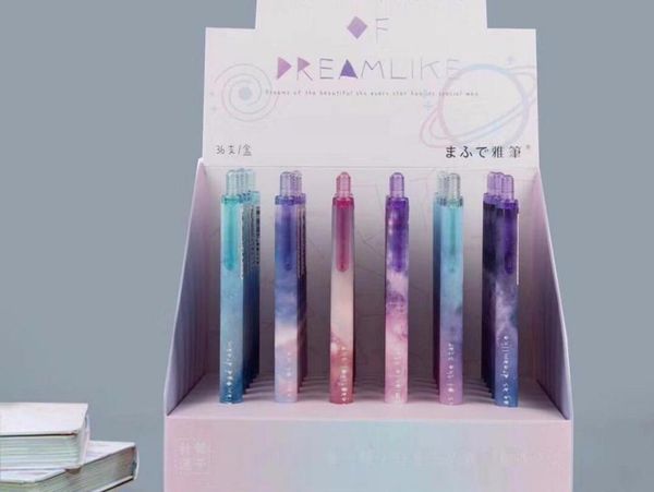 

gel pens cute night asteroid design pen cartoon stationery prize kawaii student office write sign black neutral 36pc/lot