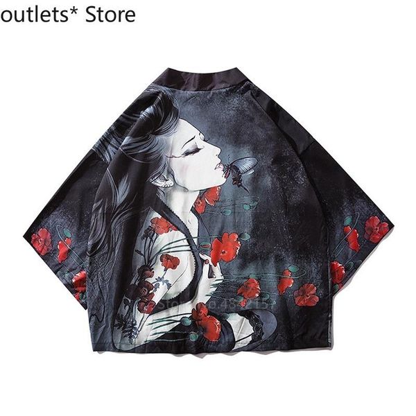 

yukata haori japanese ukiyo-e kimono cardigan summer women samurai costume asian clothes printed kimonos jacket mens shirt coat ethnic cloth, Red