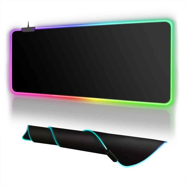 Ganz schwarzes rutschfestes RGB-Gaming-Mauspad für PC, Laptop, Gamer, große/mittlere/kleine Tastatur-Teppichmatte, Mauspad, Gummi-Tischteppich