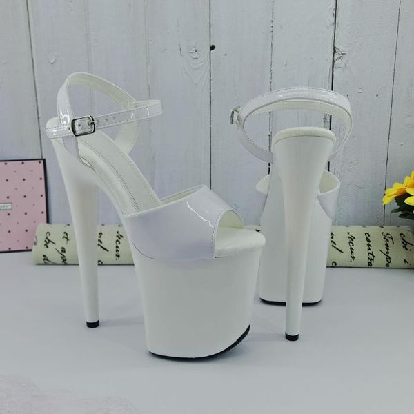

leecabe shinny white style high heel sandals 20cm model shoes pole dance, Black