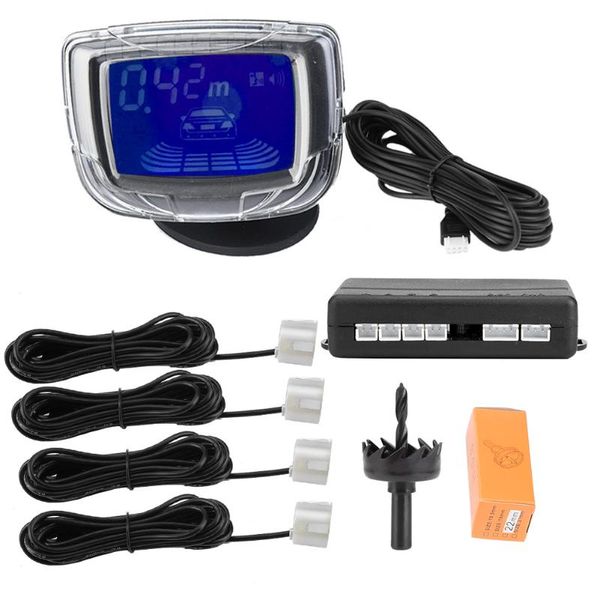 

car rear view cameras& parking sensors 2inch lcd display assist buzzer backup detector system with 4 radar