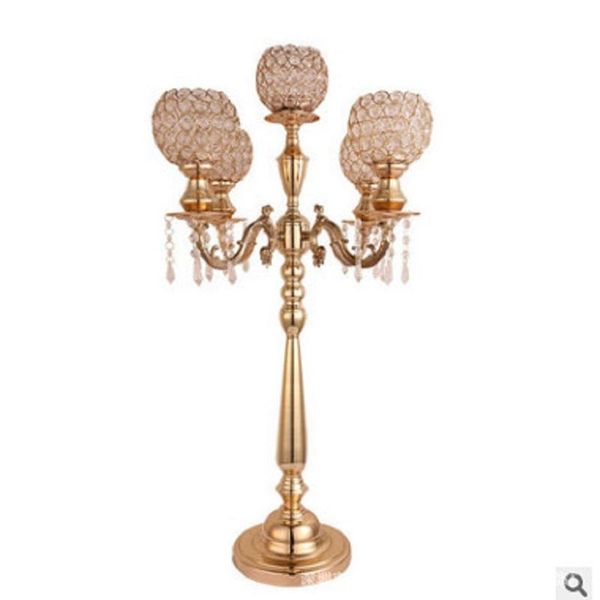 

candle holders gold/silver 5-head candlestick iron electroplate crystal candelabra dining table el holder wedding scene setting