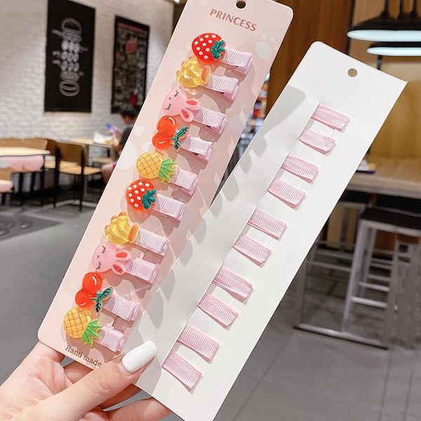 

hair accessories [discici] 10 pcs/set 2021 cute children hairpin baby ear side bangs clip fruit headdress female oh2076, Slivery;white