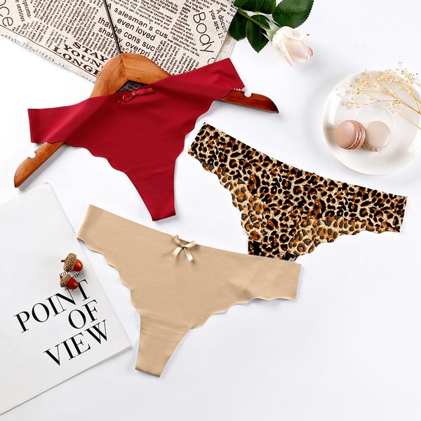 

3 pcs woman underwear seamless panty female panties t-back solid soft g-string thong for ladies fashion ruffle underpants, Black;pink