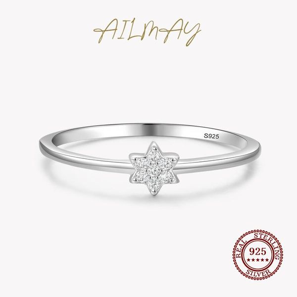 

cluster rings ailmay authentic 925 sterling silver clear zircon romantic plum flower for women wedding engagement fine female jewelry, Golden;silver