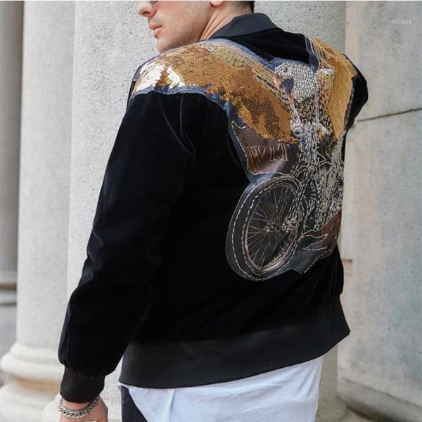 

men's jackets arrival fashion men jacket polyester with zipper closure, and sequined decorated back high-quality clothing, Black;brown