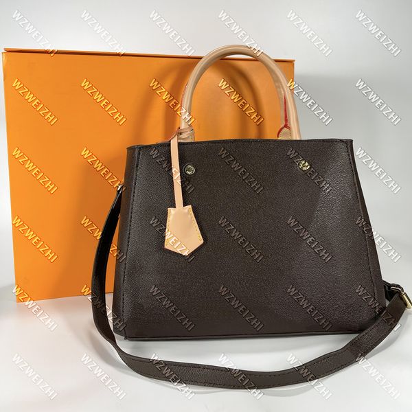 

wholesale women totes pu leather handbags classic brown letters canvas clutch bag lady shoulder bags crossbody 33cm