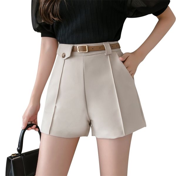 

spring suit shorts wide leg women fashion high waist clothing plus size black short trouser female 210601, White;black