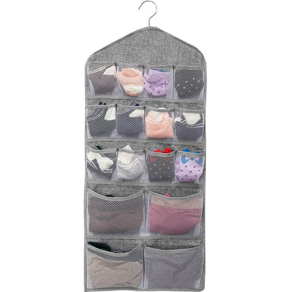 

storage bags 45x81cm 20 pockets wall wardrobe hanging organizer double sided sundries bra underwear bag cosmetics hanger