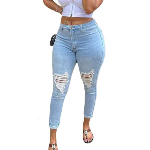 

women's jeans stretch jeans, high waist, ripped, tight 5zgk, Blue