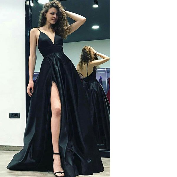 

women's summer new black sling open chest long black swing dress, Black;gray