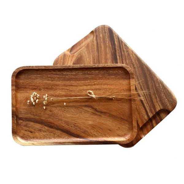 

kitchen storage & organization japan style acacia wood serving tray with groove rectangular steak fruit bread coffee plate tea wooden househ