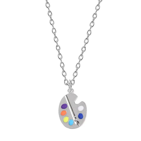 

pendant necklaces boho style cute girl necklace color paint drawing board shape fashionable temperament female birthday jewelry gift, Silver