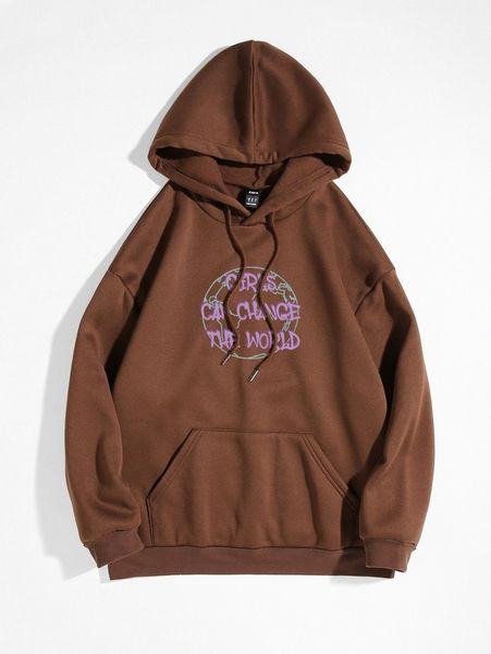 

slogan graphic drawstring hoodie y2xn#, White;black