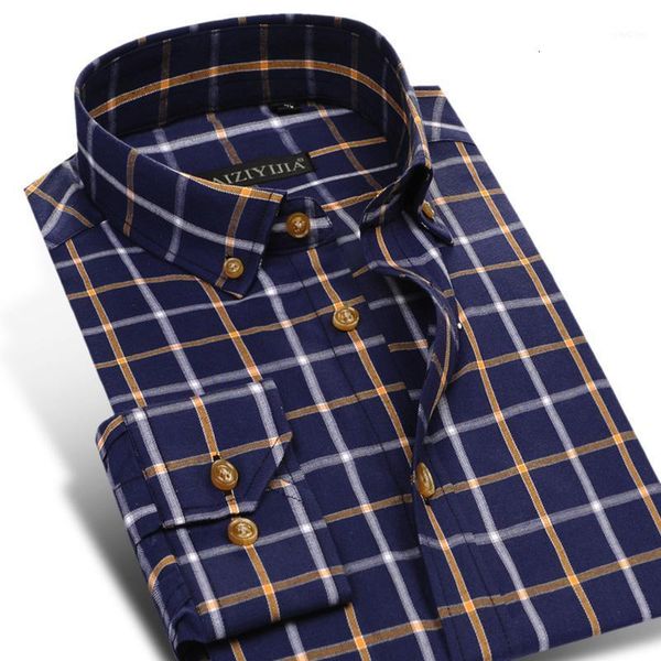 

men's casual shirts long sleeve england style plaid checkered cotton shirt pocket-less design button-down standard-fit gingham shirts1, White;black