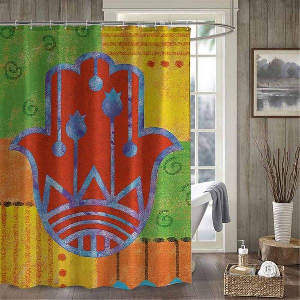 

cottdecor ha a beach hower curtain colorful fra ework with lily ha a and pri itive tribal geo etric hape on backdrop cutene