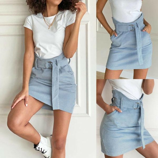 

skirts fashion skirt women ladies mini high waist bodycon party club belt /by, Black