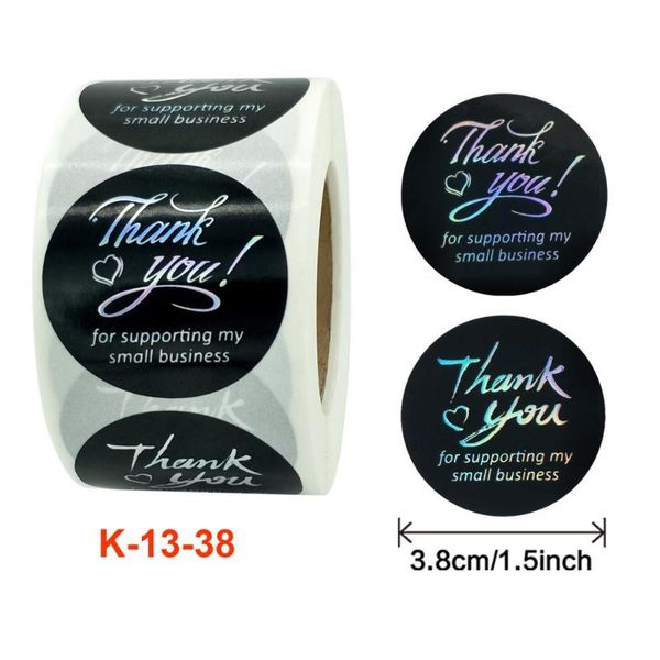 

storage bottles & jars black laser label stickers foil thank you makeup 1.5inch 500pcs envelope seals handmade lahses sticker diy tools